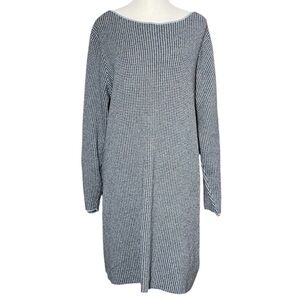 J. Jill Gray Black & White Houndstooth Longsleeves Sweater Dress Knit XL